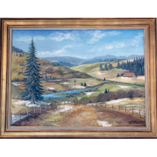 Huile de Svetlana Manen intitulée Jour d'hiver haut Jura