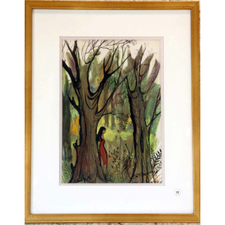 Gouache de Svetlana Manen intitulée dans la forêt