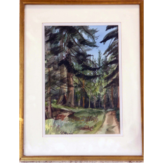 Aquarelle de Svetlana Manen intitulée Forêt de la Joux