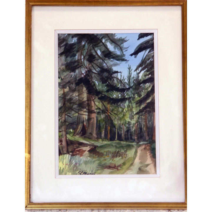 Aquarelle de Svetlana Manen intitulée Forêt de la Joux