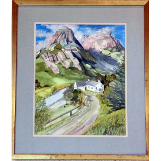 Aquarelle de Svetlana Manen intitulée Les pics de Glencoe Ecosse