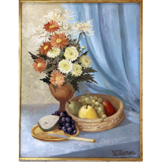 Huile de Svetlana Manen intitulée Bouquet de Karine 1969