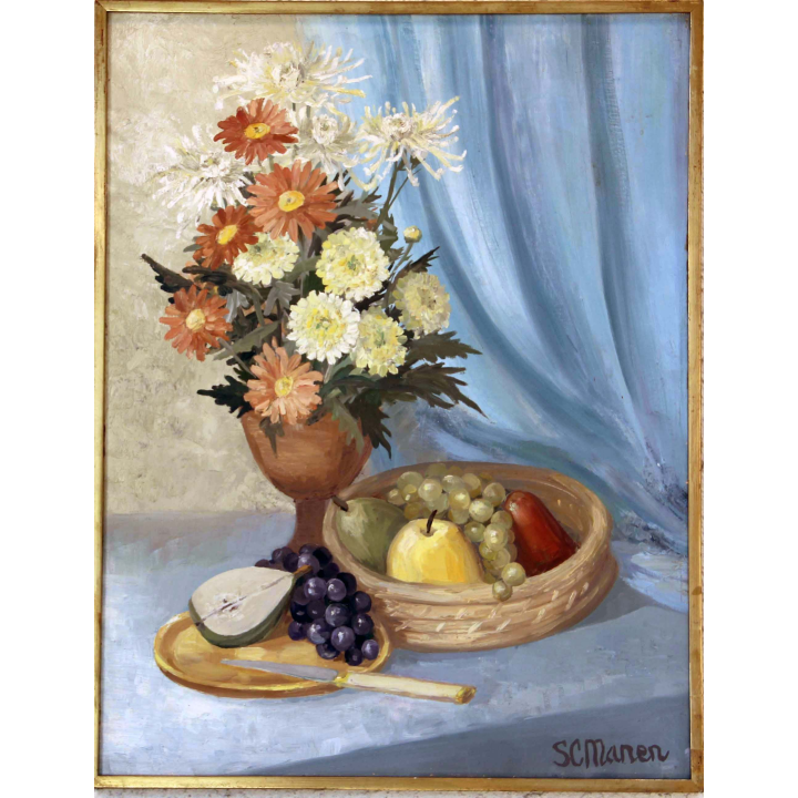 Huile de Svetlana Manen intitulée Bouquet de Karine 1969