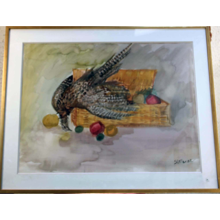 Aquarelle de Svetlana Manen intitulée Poule faisane