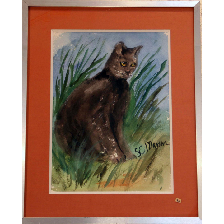 Aquarelle de Svetlana Manen intitulée Chat cha... 1986