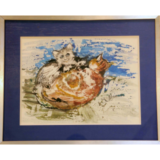 Aquarelle de Svetlana Manen intitulée maman et bébé 1986