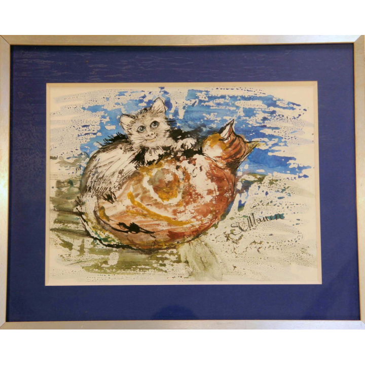 Aquarelle de Svetlana Manen intitulée maman et bébé 1986