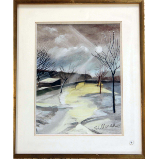 Aquarelle de Svetlana Manen intitulée Soleil d'hiver 1979