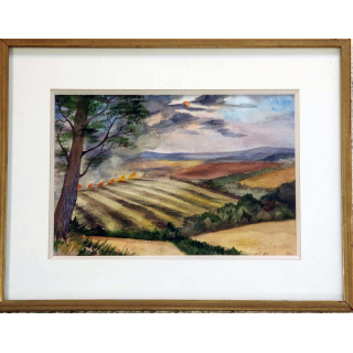 Aquarelle de Svetlana Manen intitulée Fin d'été dans l'Essex 1983