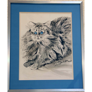 Encre de Svetlana Manen intitulée Peluche aux yeux bleus 1986