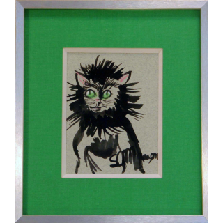 Encre de Svetlana Manen intitulée Chat fou 1986