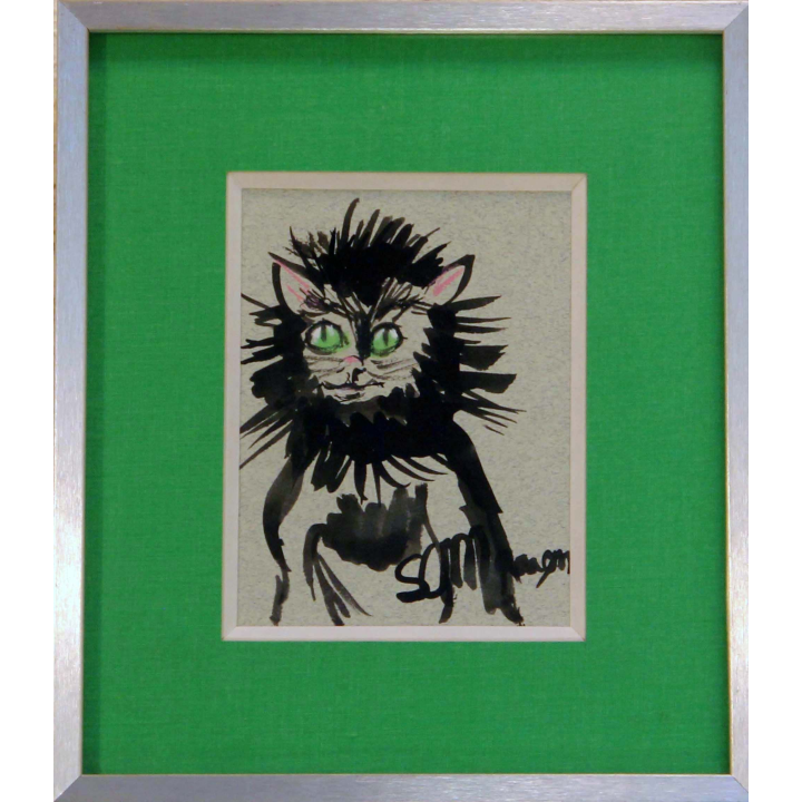 Encre de Svetlana Manen intitulée Chat fou 1986