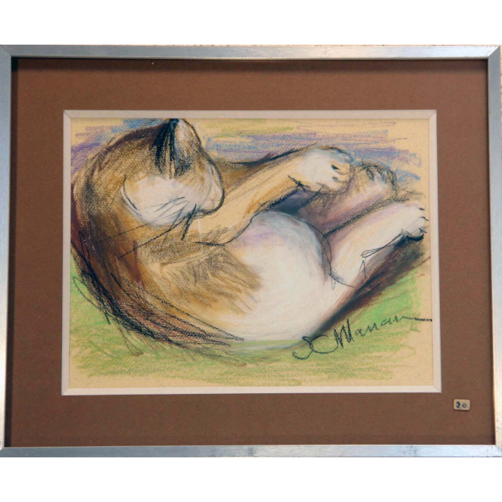 Pastel de Svetlana Manen intitulée Chat dort 1986