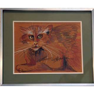 Pastel de Svetlana Manen intitulée Chat fauve 1986