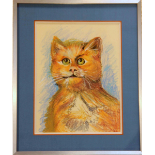Pastel de Svetlana Manen intitulée Chat foin 1986