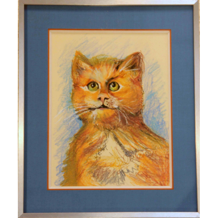 Pastel de Svetlana Manen intitulée Chat foin 1986