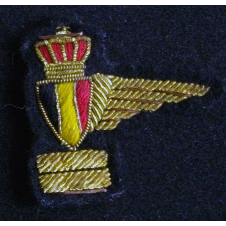 Insigne tissu de brevet parachutiste belge en canetille