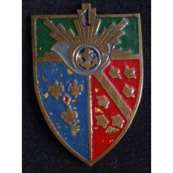 1° régiment de chasseurs artisanale avec l'ancre dans le cor