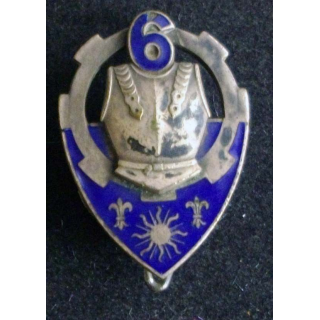6° régiment de cuirassiers ABPD en émail bleu 29 mm
