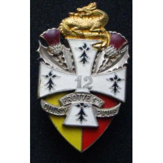 12° régiment de dragons Arts et Insignes H. 732 en émail dragon doré