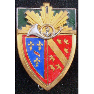 1° régiment de chasseurs, ancre dans cor, de fabrication Drago émail