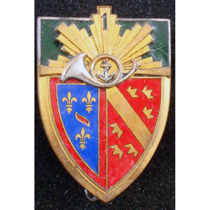 1° régiment de chasseurs, ancre dans cor, de fabrication Drago émail