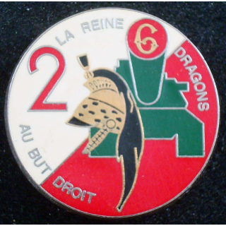 insigne du 2° escadron du 6° régiment de dragons Delsart casque plat