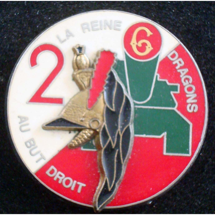 insigne du 2° escadron du 6° régiment de dragons Delsart casque relief
