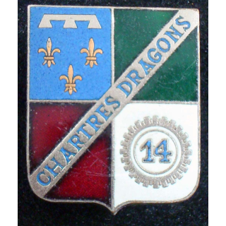 insigne du 14° régiment de dragons Arthus Bertrand retirage émail