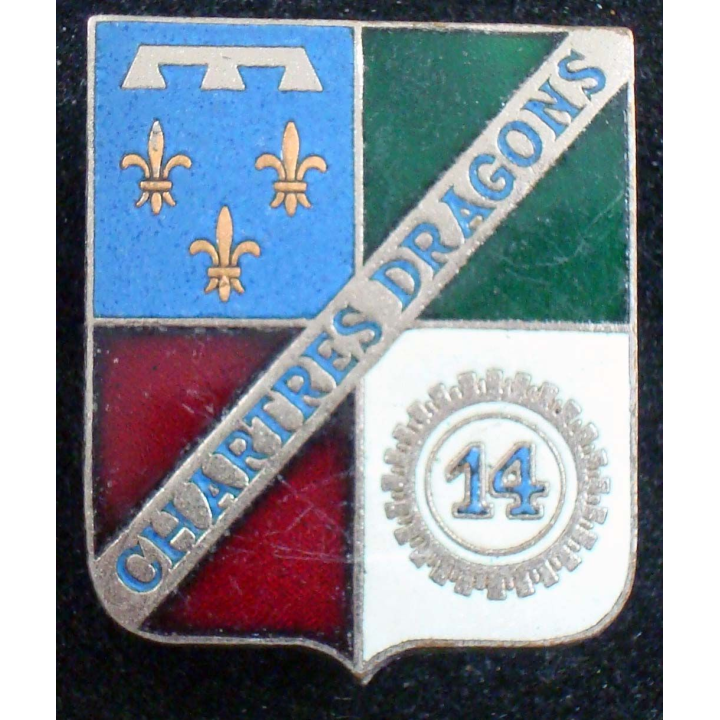insigne du 14° régiment de dragons Arthus Bertrand retirage émail