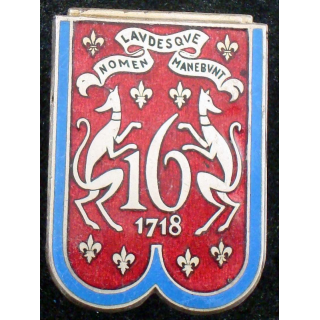insigne du 16° régiment de dragons Courtois G. 943 en émail
