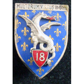 Insigne du 18° régiment de dragons Arthus Bertrand Paris G.1118 émail