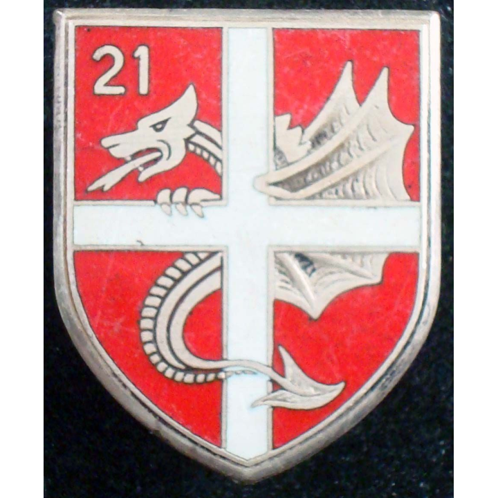 Insigne du 21° régiment de dragons Drago Paris G. 1294 en émail