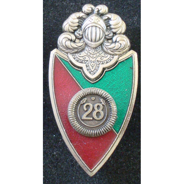 Insigne du 28° régiment de dragons Delsart translucide