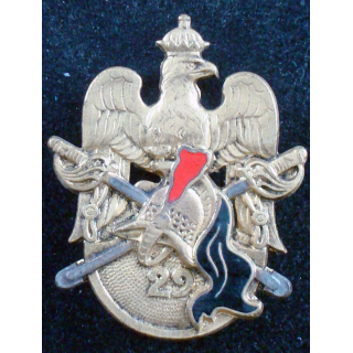 Insigne du 29° régiment de dragons Drago G. 1422 en émail casque doré