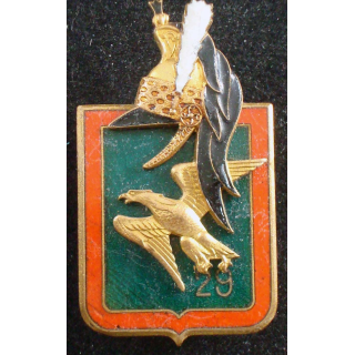 Insigne du 29° régiment de dragons LR Paris en émail 2 pièces