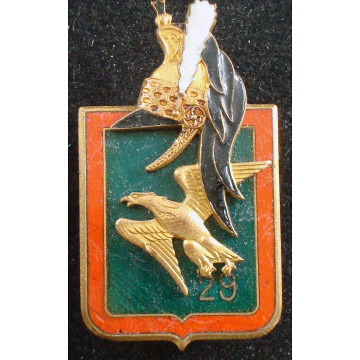 Insigne du 29° régiment de dragons LR Paris en émail 2 pièces
