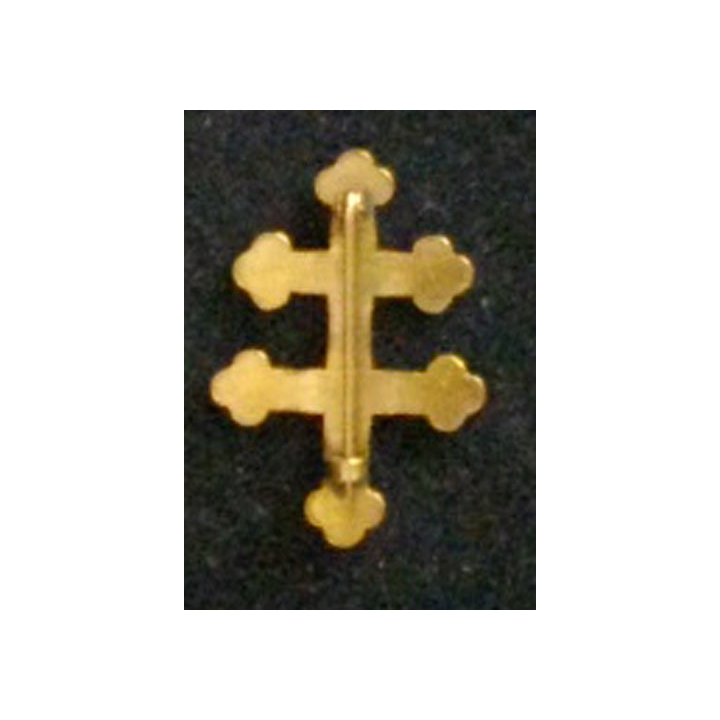 CROIX DE LORRAINE : insigne de la croix de Lorraine dorée peinte en bleu de fabrication ancienne