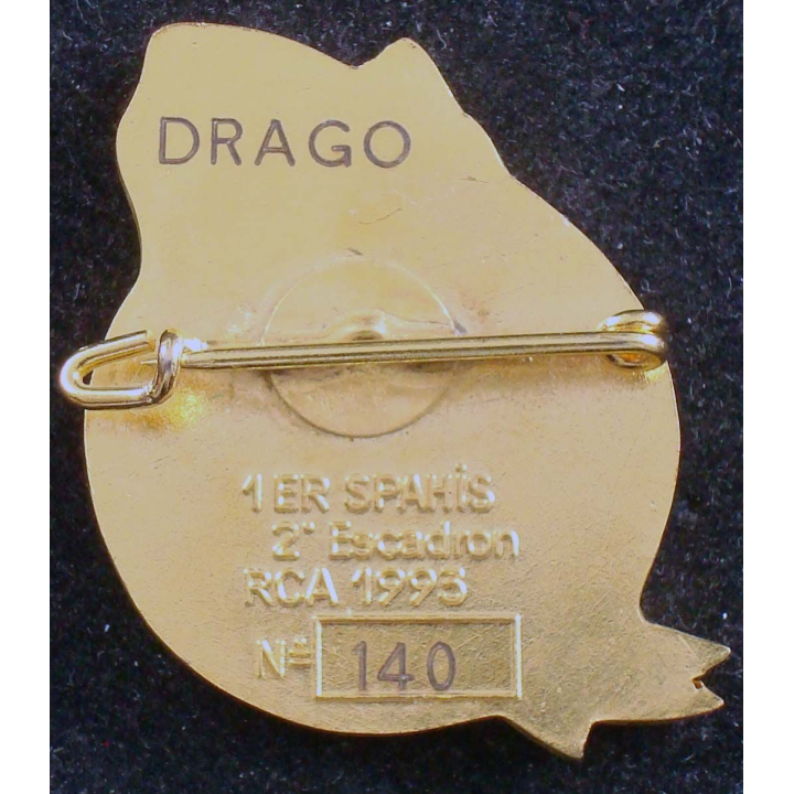 Insigne du 2° escadron du 1° régiment de spahis en RCA Drago n° 140