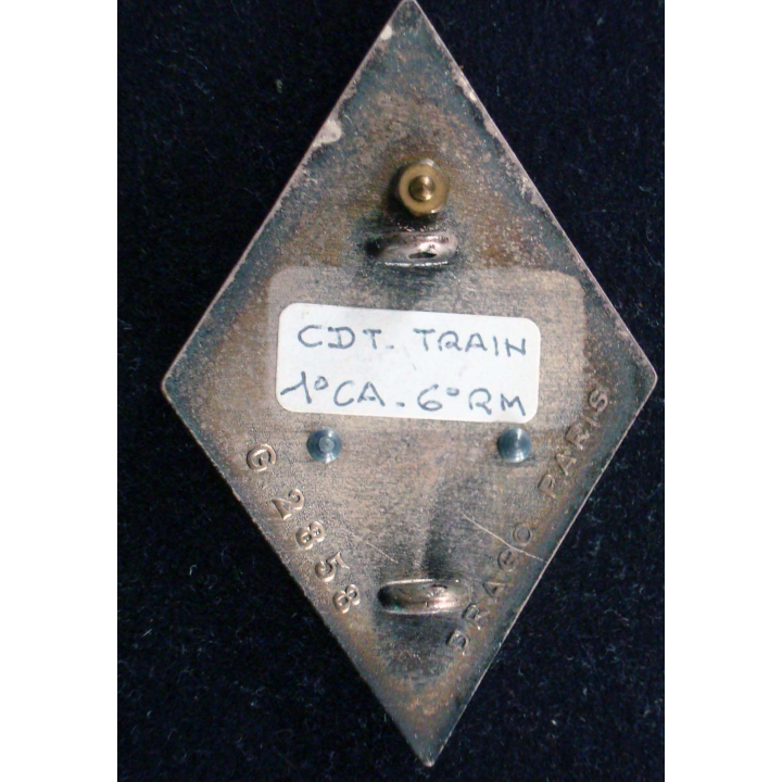Insigne du cdt du train 1° CA VI°RM de fabrication Drago Paris G. 2858