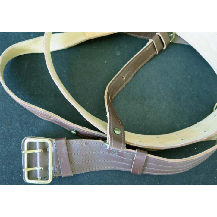 Ceinturon cuir type “Sam Brown belt” avec baudrier fabrication 1984