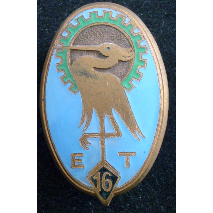 Insigne métallique de la 16°escadron du train Drago Béranger