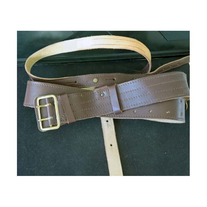 Ceinturon cuir type “Sam Brown belt” avec baudrier fabrication 1984