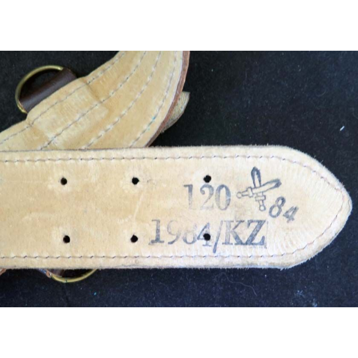 Ceinturon cuir type “Sam Brown belt” avec baudrier fabrication 1984