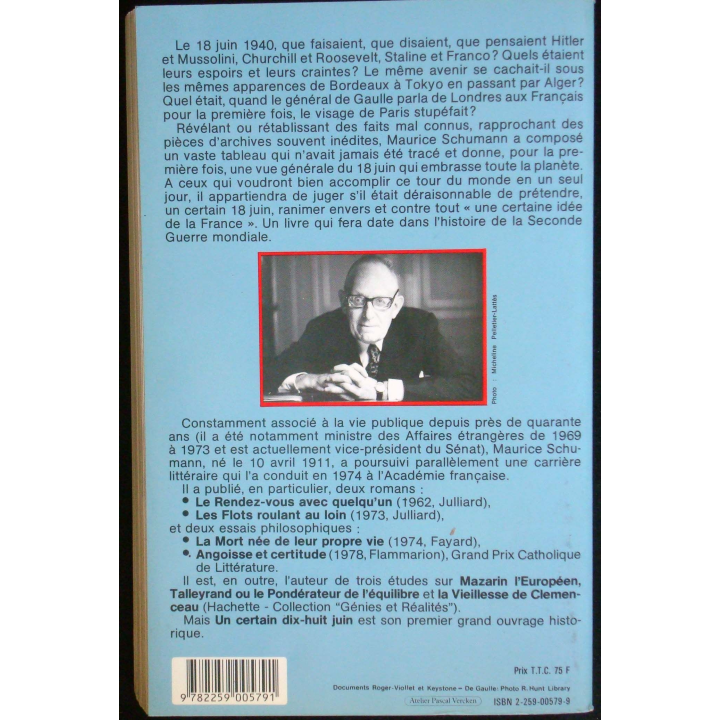 Un certain 18 Juin écrit par Maurice Schumann aux éditions Plon