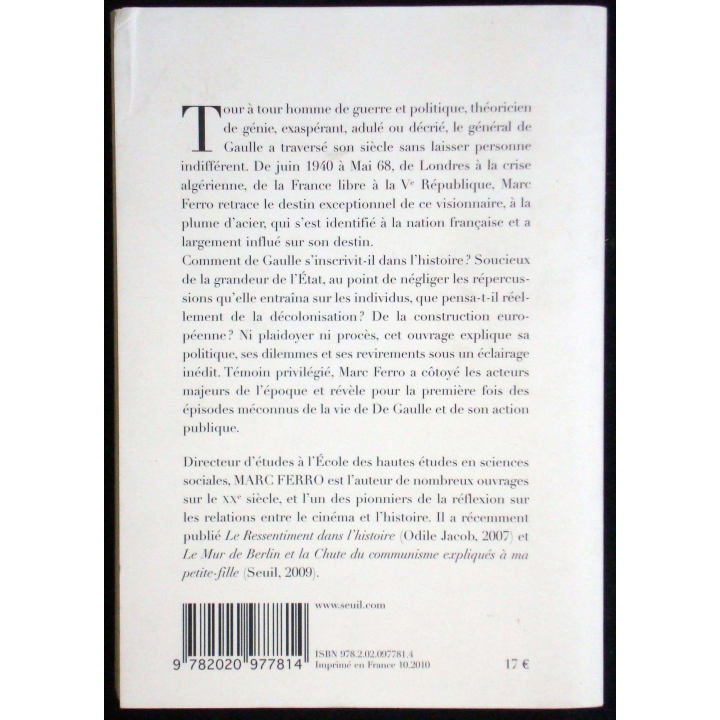 De Gaulle expliqué aujourd'hui écrit par Marc Ferro éditions du Seuil