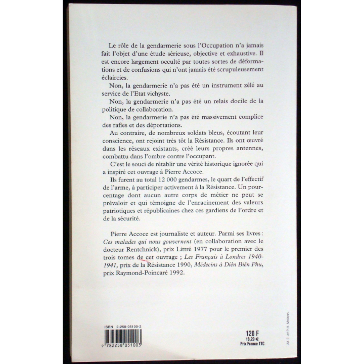 Les Gendarmes dans la Résistance par P Accoce. Ed. Presses de la Cité