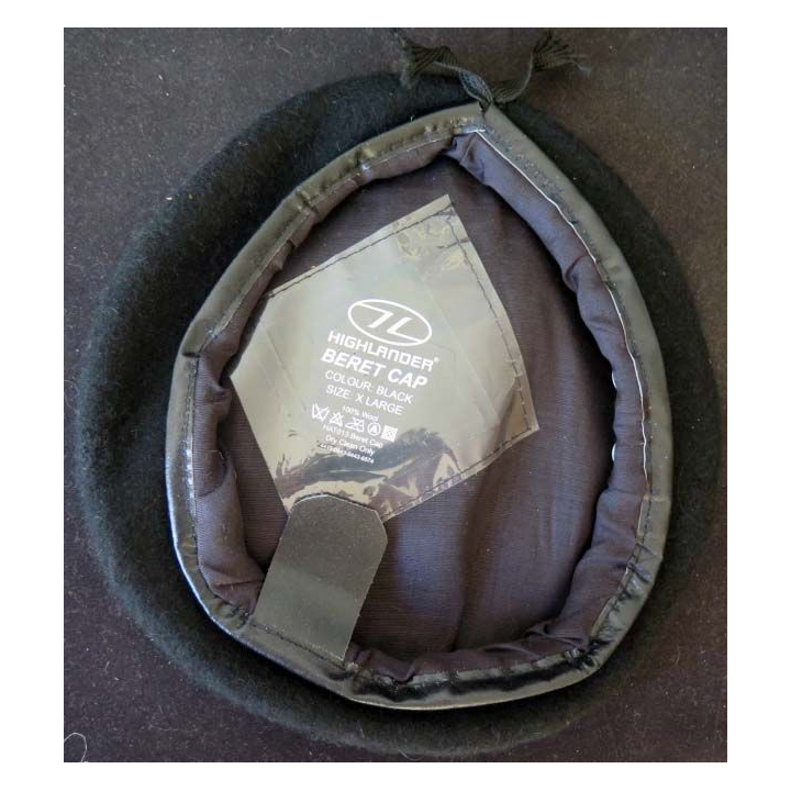 Béret Highlander de couleur noire et de taille X large