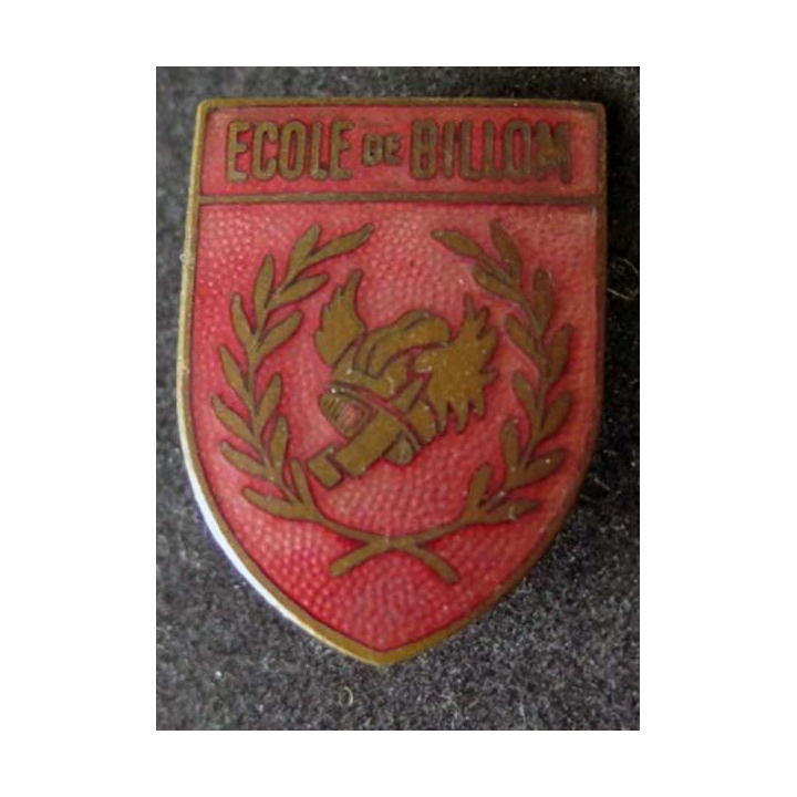 Insigne métallique de l'école de Billom de fabrication Augis en émail