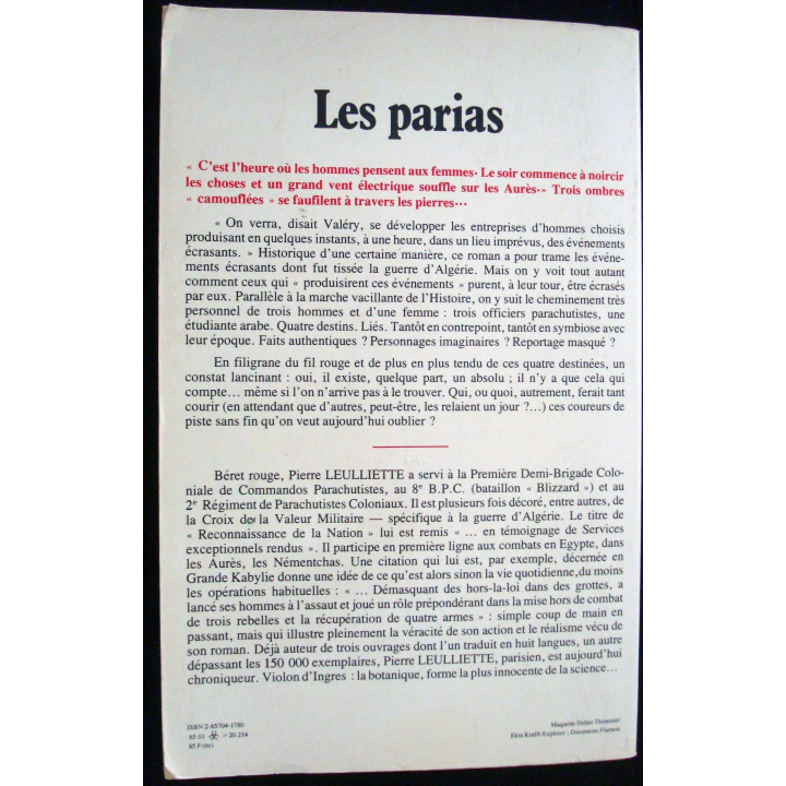 Les Parias écrit par Pierre Leuilliette aux éditions Pygmalion